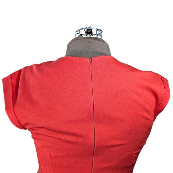 Banana Republic 12 NWT Sloan Dress Knee Length Cap Sleeve Coral Orange Stretch - Picture 7 of 10